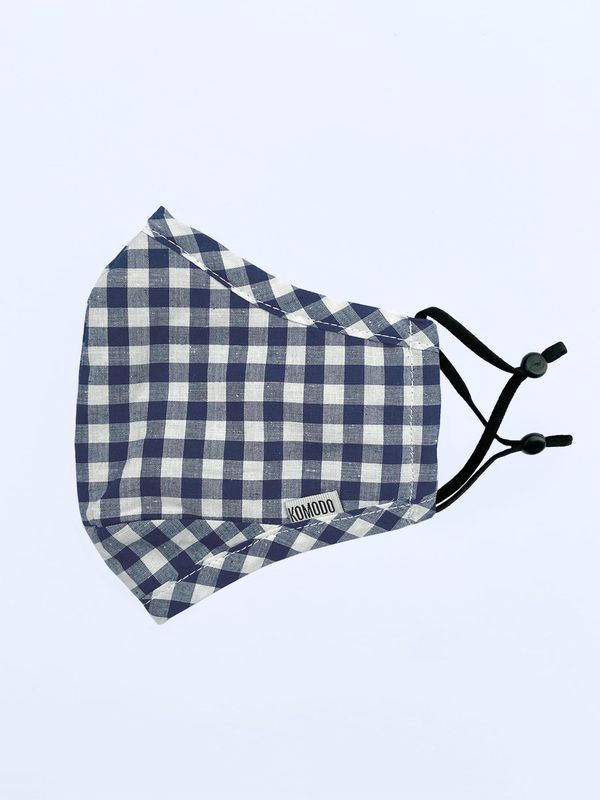 image of Reusable Face Fabric Face Mask in Gingham Blue