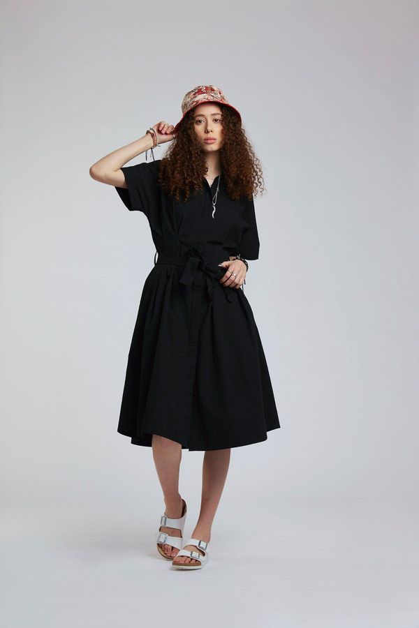image of Ash Organic Cotton Dress in Black Coffee