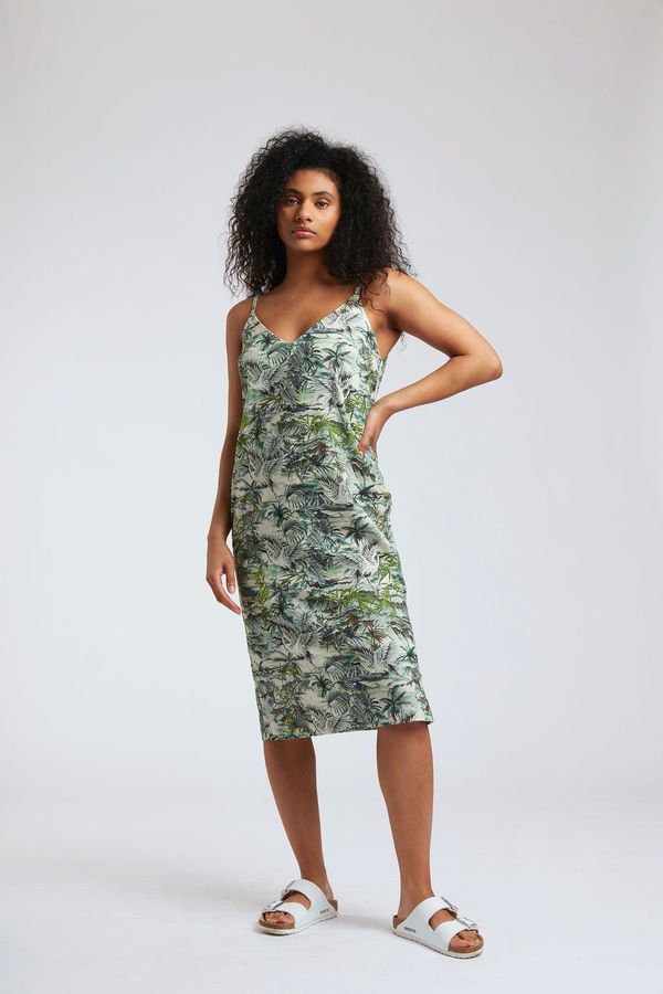 image of Sara-Jane Organic Linen Dress in Bali Green