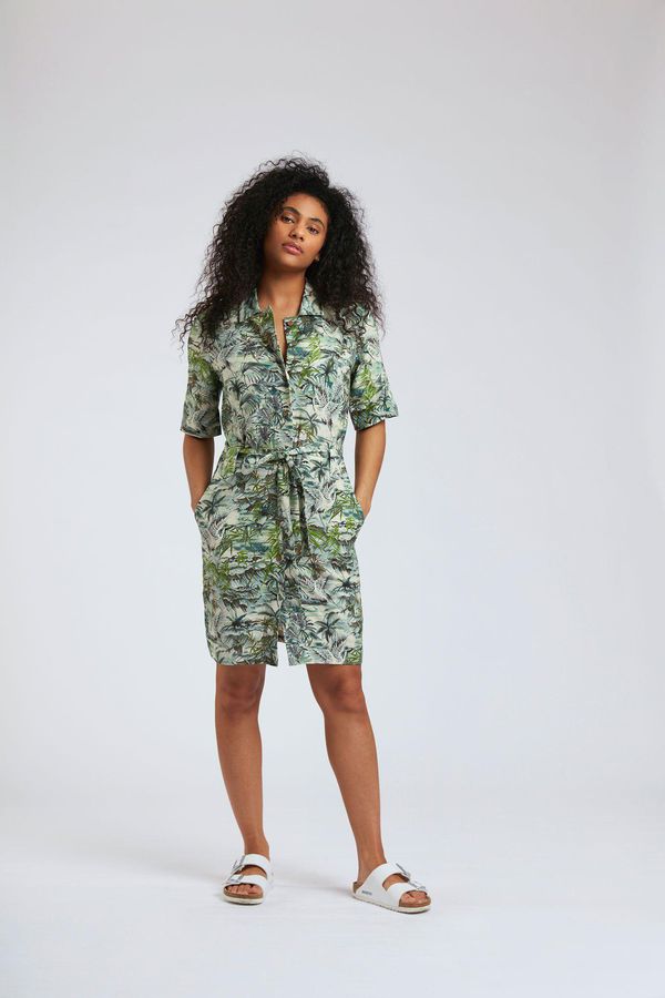 image of Sun Organic Linen Dress in Bali Green