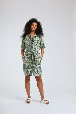 Sun Organic Linen Dress in Bali Green