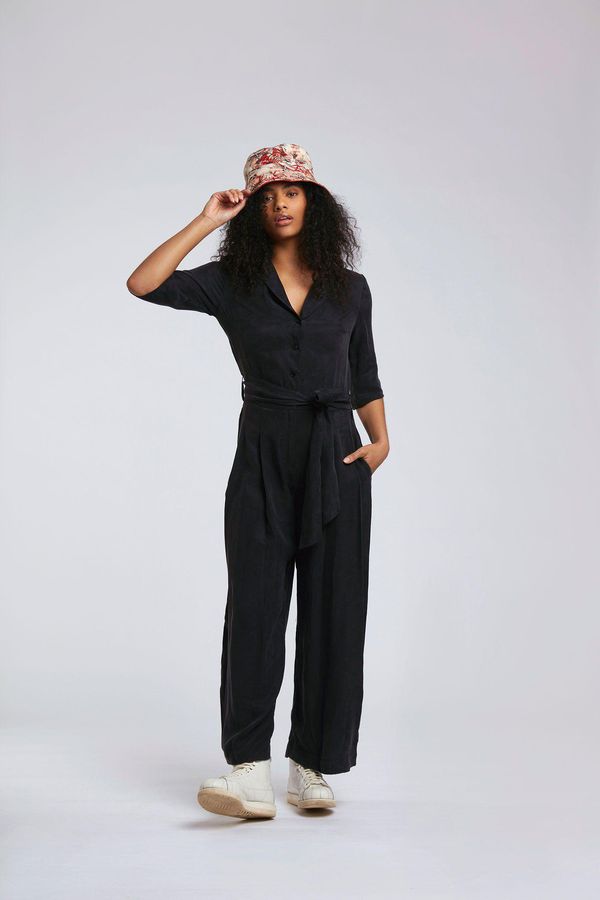 image of Planet Cupro Jumpsuit in Black Coffee