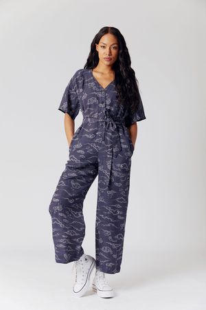Astir Tencel Linen Jumpsuit in Navy