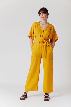 Astir Tencel Linen Jumpsuit in Tangerine