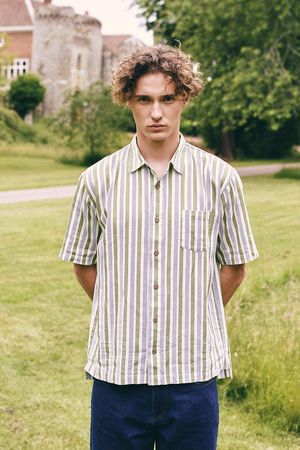 Dingwalls Stripe Print Shirt in Sage Green