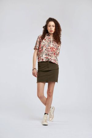 Sandy Bay Organic Cotton Skirt in Khaki