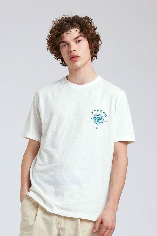 image of Kin Crest Organic Cotton Tee in Off White and Blue