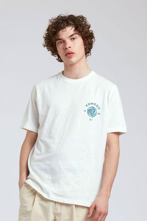Kin Crest Organic Cotton Tee in Off White and Blue
