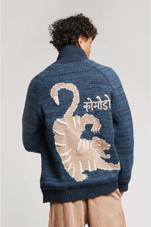 image of Tiger Lambswool Jacket in Indigo