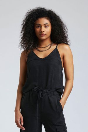 100 Club Cupro Top in Black Coffee
