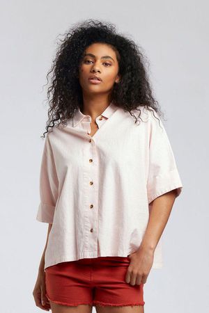 Kimono Organic Cotton Shirt in Sea Pink