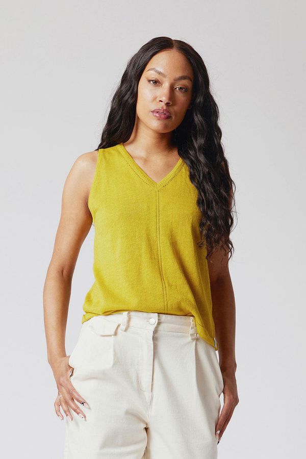 image of Mala Organic Linen Top in Sap Green