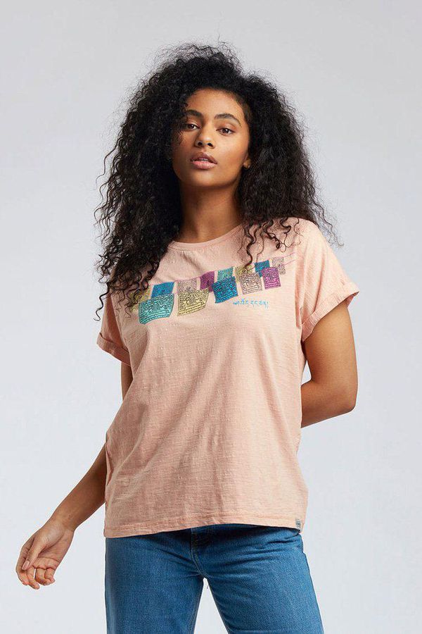 image of Sunrise Free Tibet - Gots Organic Cotton Tee Peach