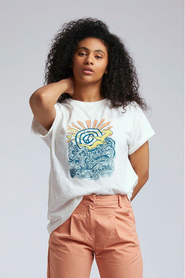 image of Sunrise Peace Wave Organic Cotton Tee in Off White