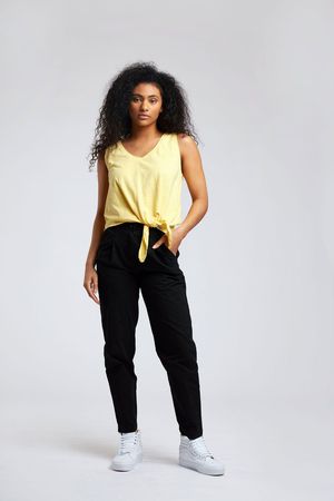 Lila Organic Cotton Trousers in Black Coffee