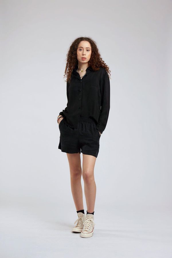 image of Thana Cupro Short in Black Coffee