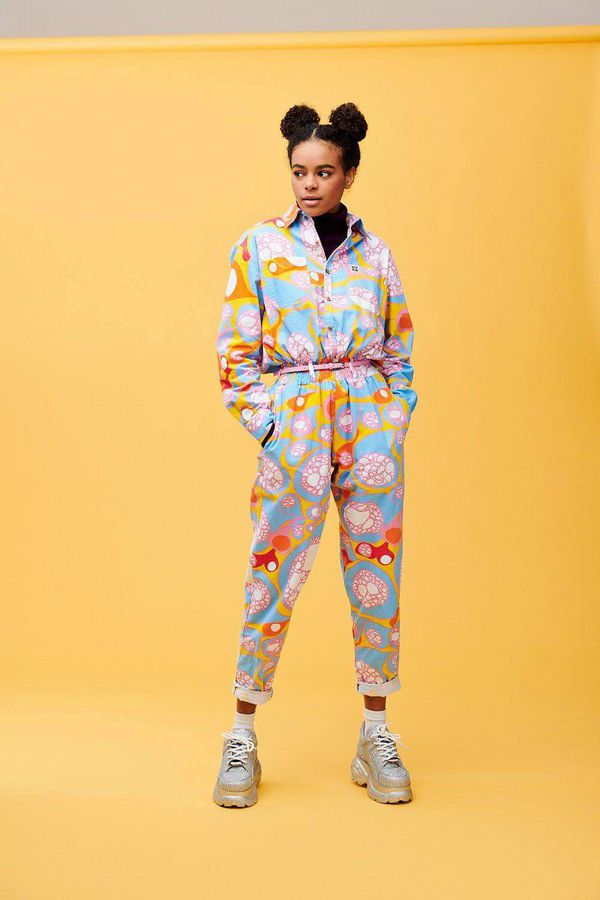 image of 'Jem' Limited Edition Organic Cotton Boilersuit in Blub Print