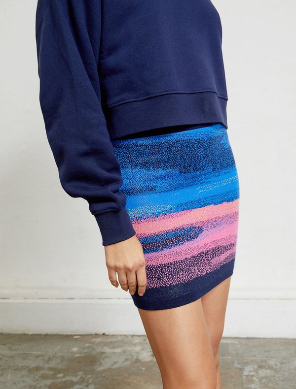 image of Organic Merino Wool Knitted Sunset Skirt in Multi