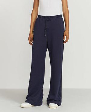 Organic Cotton Wide-Leg Sweatpants in Navy