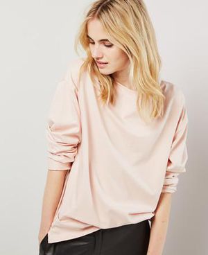 Organic Cotton Oversize Long-Sleeve Top in Blush