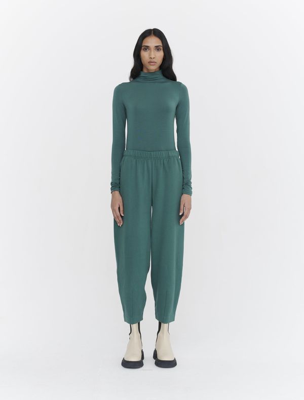 image of Organic Cotton Brushed Loopback Tulip Trousers in Pine