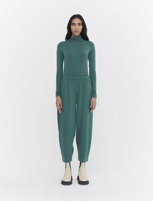 Organic Cotton Brushed Loopback Tulip Trousers in Pine