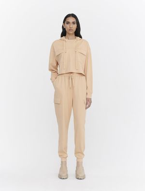 Heavy Organic Cotton Utility Pocket Joggers in Straw