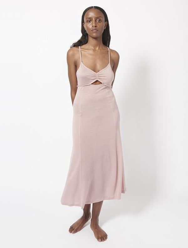image of Brushed Tencel Midi Dress in Dusky Pink