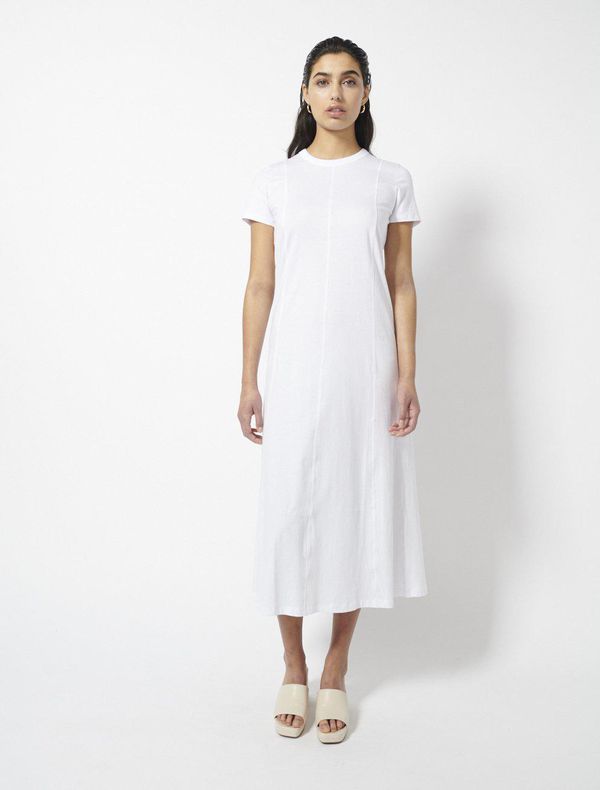 image of Organic Cotton Panelled Maxi T-Dress in Optic White