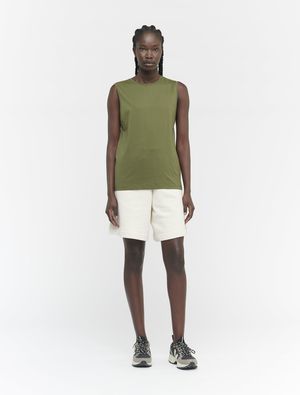 Organic Cotton Boy-Fit Vest in Bold Khaki