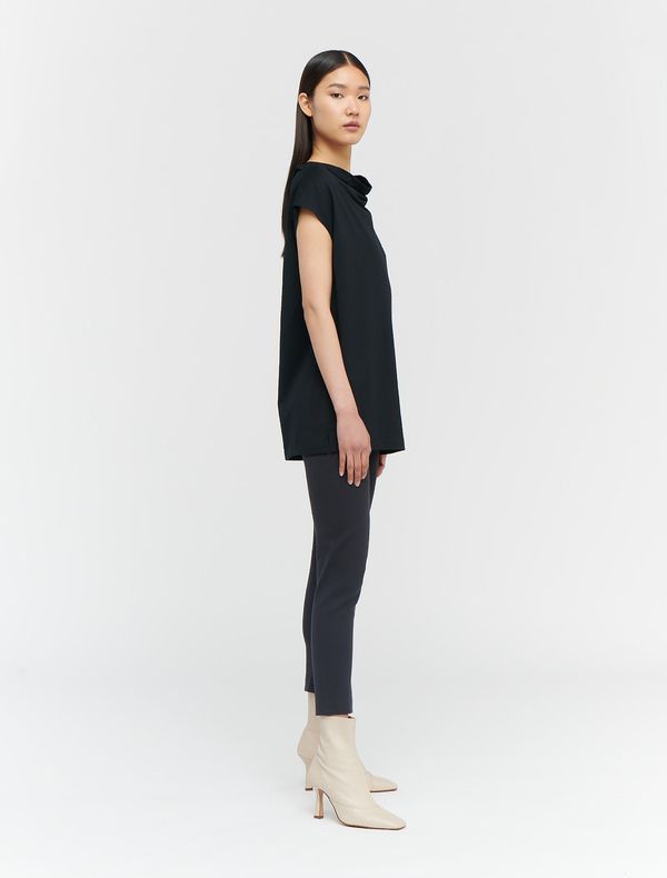 image of Organic Cotton Single Jersey Drape Neck Tank in Black