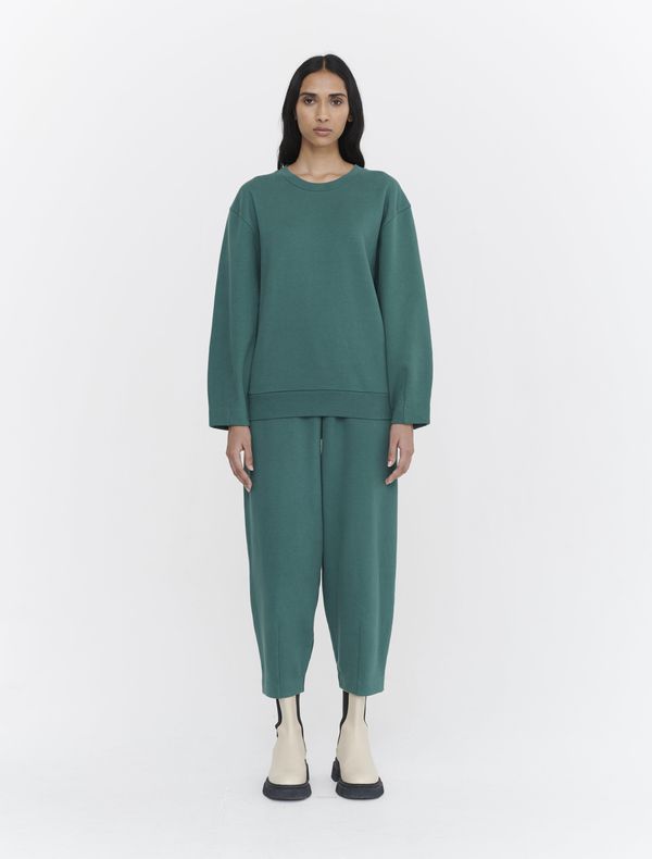 image of Organic Cotton Brushed Loopback Tulip Crew Neck in Pine