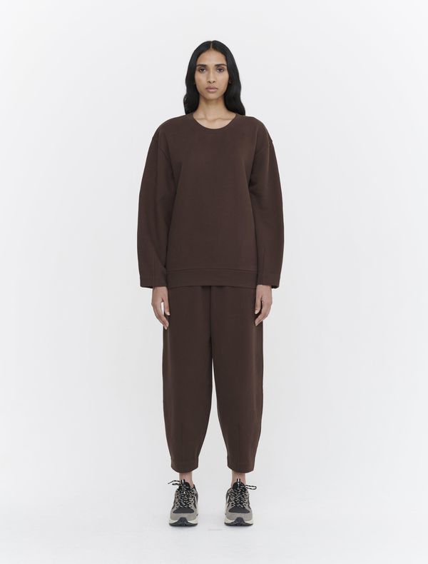 image of Organic Cotton Brushed Loopback Tulip Crew Neck in Chocolate