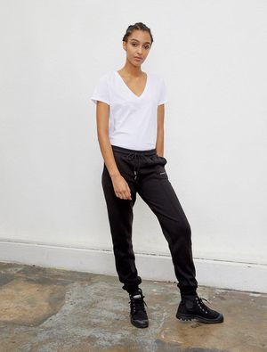 Organic Cotton Branded Boy-Fit Jogger in Black