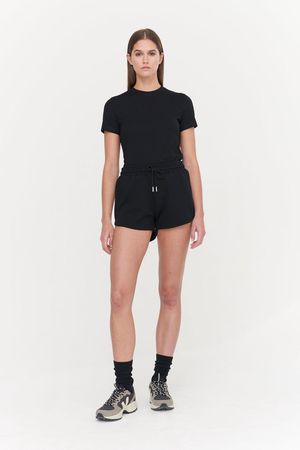 Lyla Organic Cotton Mid Loopback Running Shorts in Black