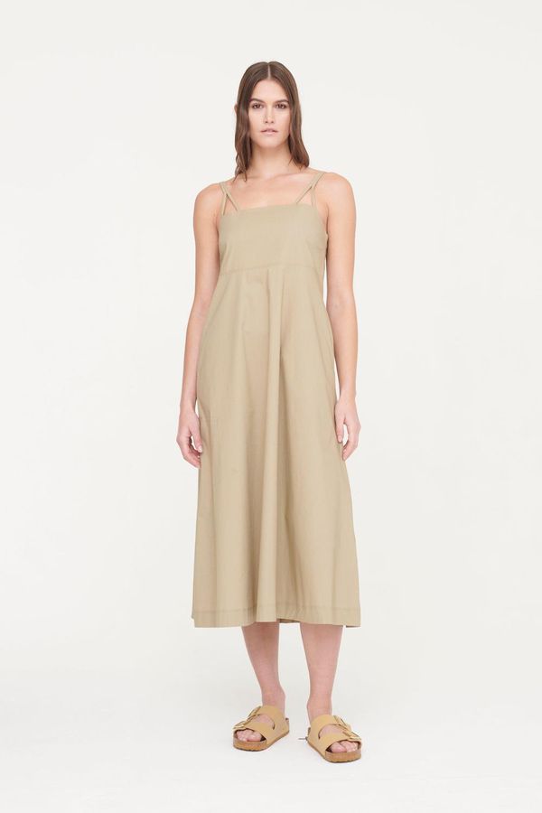 image of Elijah Organic Cotton Poplin Triangle Cami Dress in Dark Taupe