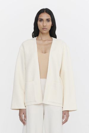 Organic Cotton Cloud Fleece Cardigan in Cloud
