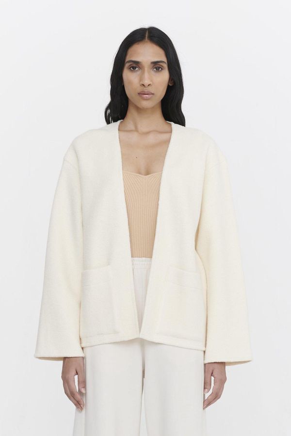 image of Organic Cotton Cloud Fleece Cardigan in Cloud