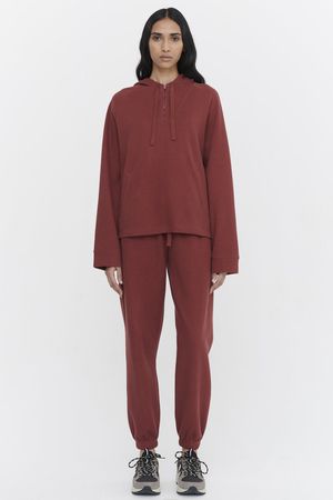 Organic Cotton French Rib Hooded Parka in Fig