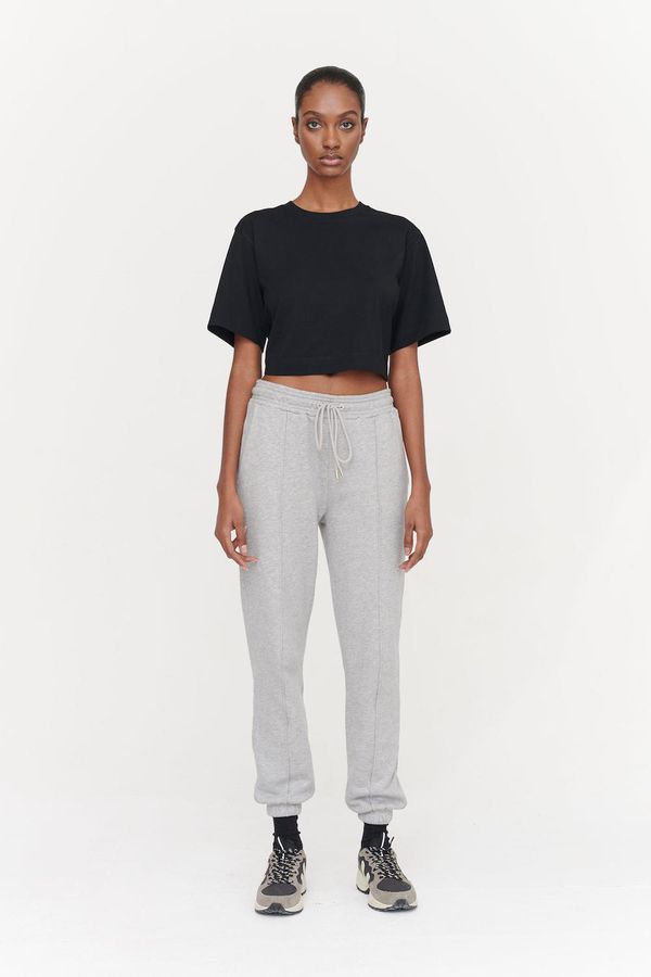 image of Luella Organic Cotton Cropped T-Shirt in Black