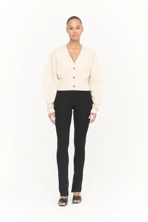 Leona Organic Cotton American Fleece Panelled Cardigan in Oatmeal