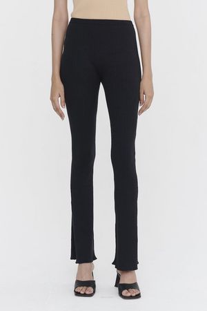 True Knit Sunburst Rib Split Seam Legging in Black