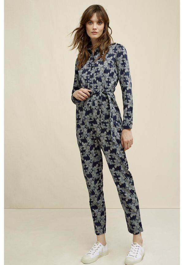 image of Anisa Fennel Print Jumpsuit Blue