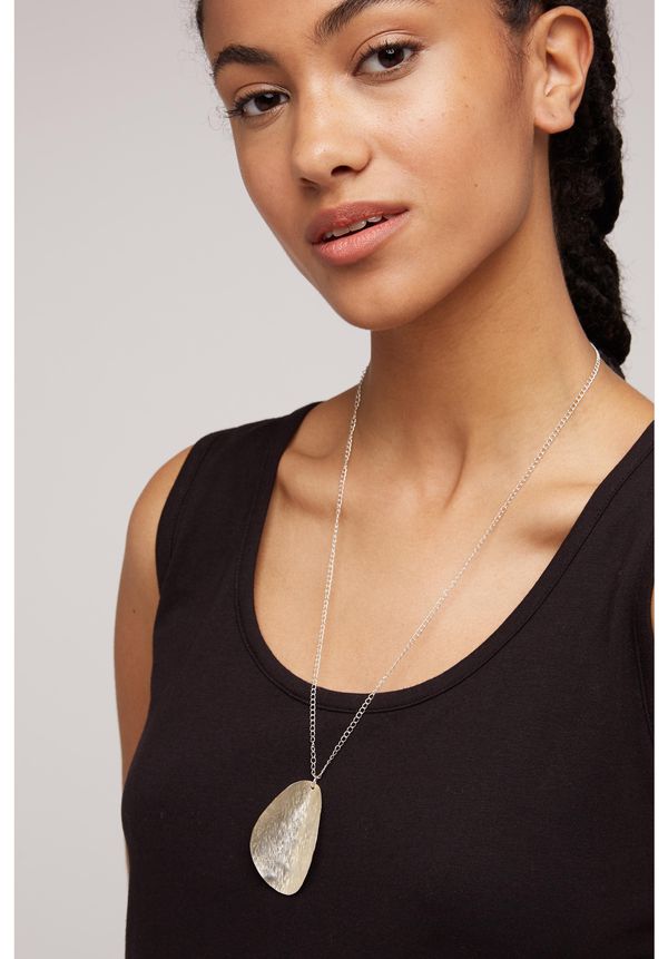 image of Curled Leaf Necklace In Silver
