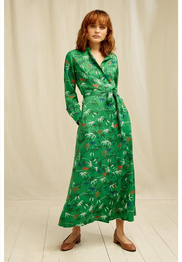 image of V&A Bamboo Print Shirt Dress Green