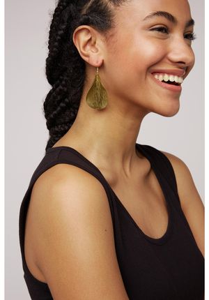 Curled Leaf Earrings in Brass