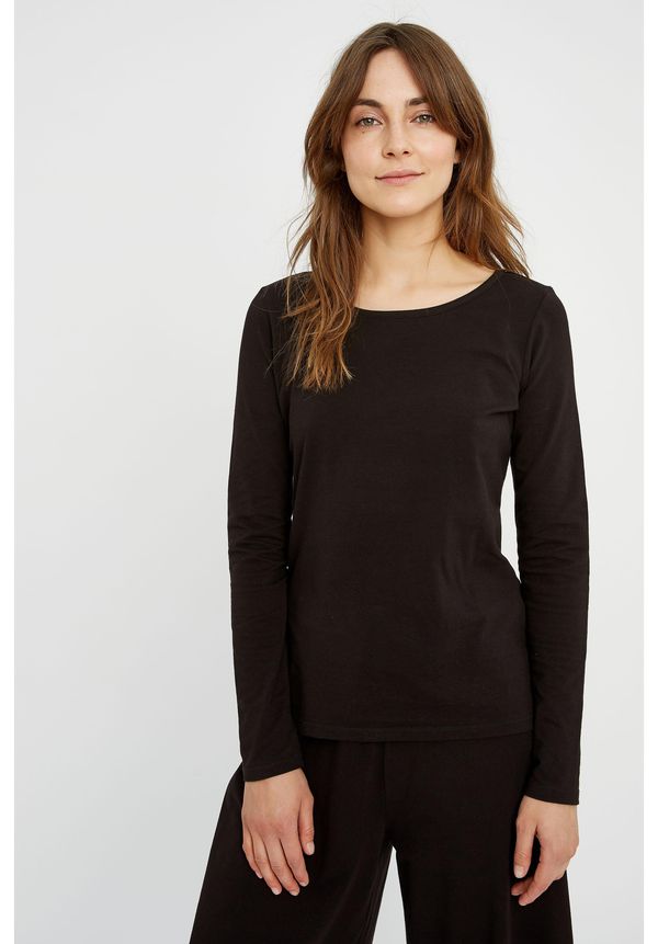 image of Fallon Long Sleeve Top In Black