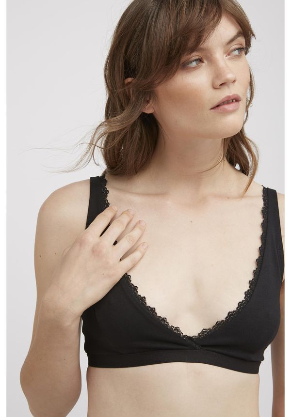 image of Lace Trim Triangle Bra In Black