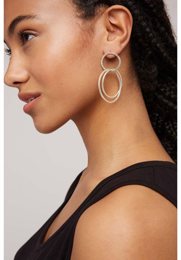 image of Linked Rings Earrings in Silver