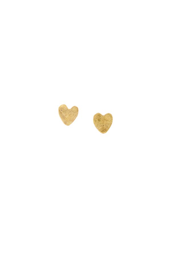 image of Heart Stud Earrings In Brass
